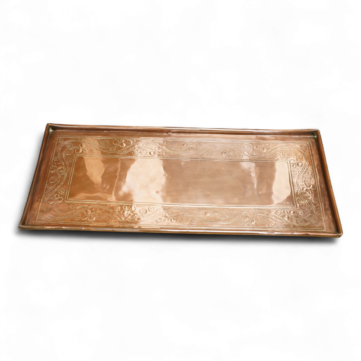 W. H. Mawson, Keswick, a copper Arts & Crafts tray, 58.5 x 25cm